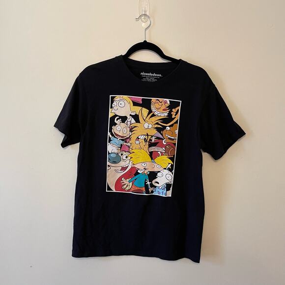 Nickelodeon M Tall short sleeve t-shirt black cartoon characters Arnold casual - Picture 1 of 7